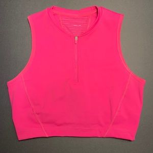 🔻Nike Pro Women's Dri-Fit Cropped 1/2 zipTank Top Pink Medium